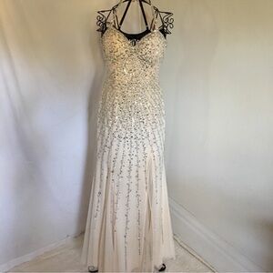Sean Collection Beautiful champagne Beaded Prom Gown